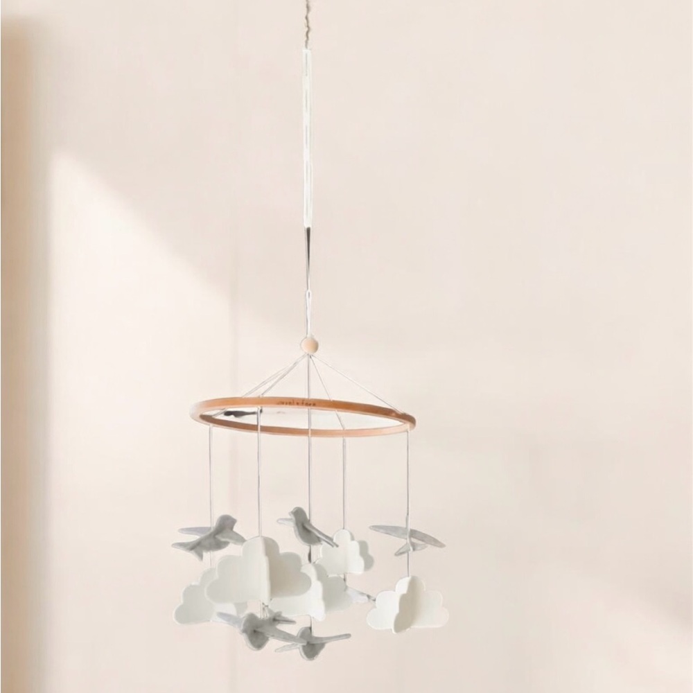 Sorrel+Fern for Anthropologie Elegant Baby Infant Crib Mobile Clouds & Birds